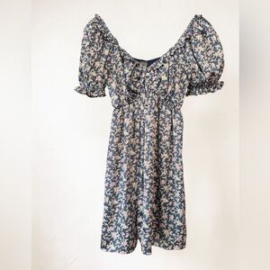 Dress Forum Navy Mini Dress with Pink Floral Print